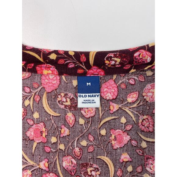 Old Navy Burgundy Floral Short Sleeve Dress Size M - Picture 8 of 9
